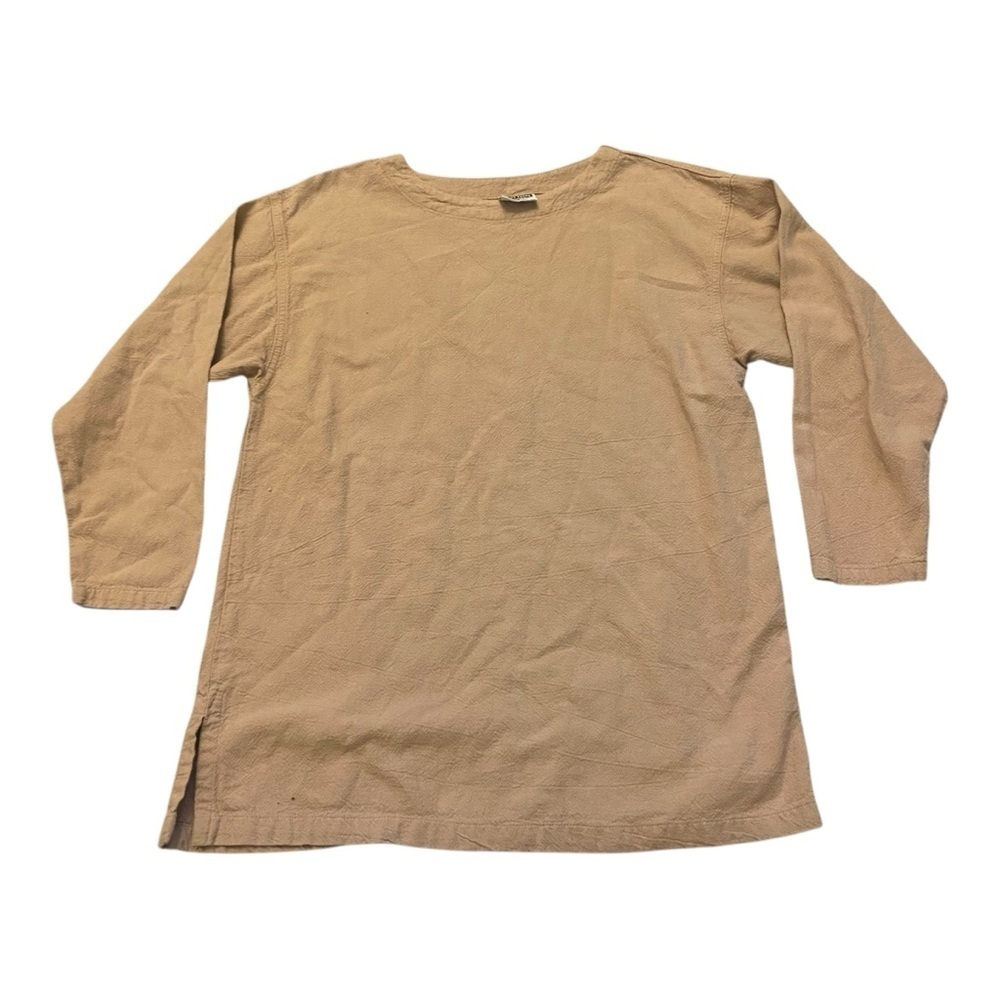 Hari Casuals Vintage 100% Cotton Textured Tunic Camel Tan Sz M